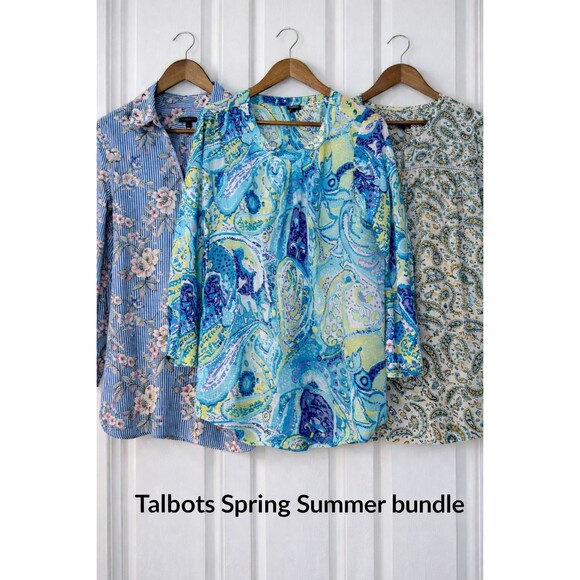 Talbots Tops - Talbots 3 Shirts LOT Bundle Extra Large 16 Floral Paisley Button Pop Over